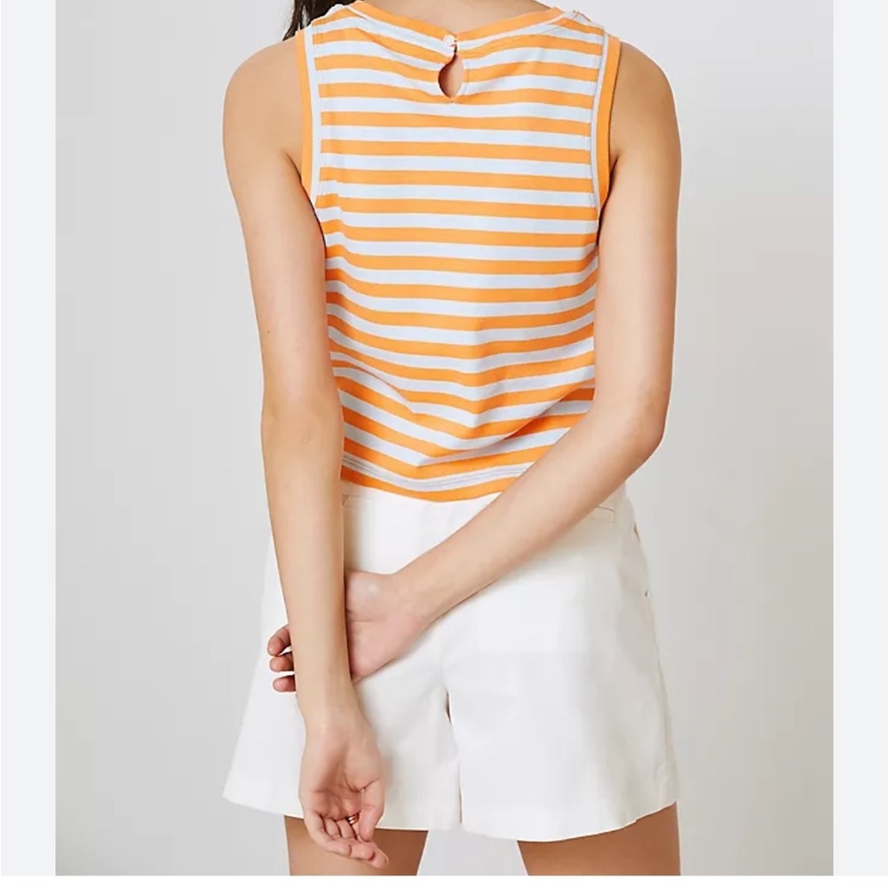 Maeve by Anthropologie Orange and White Striped Cropped Tank Top Small - Picture 7 of 7